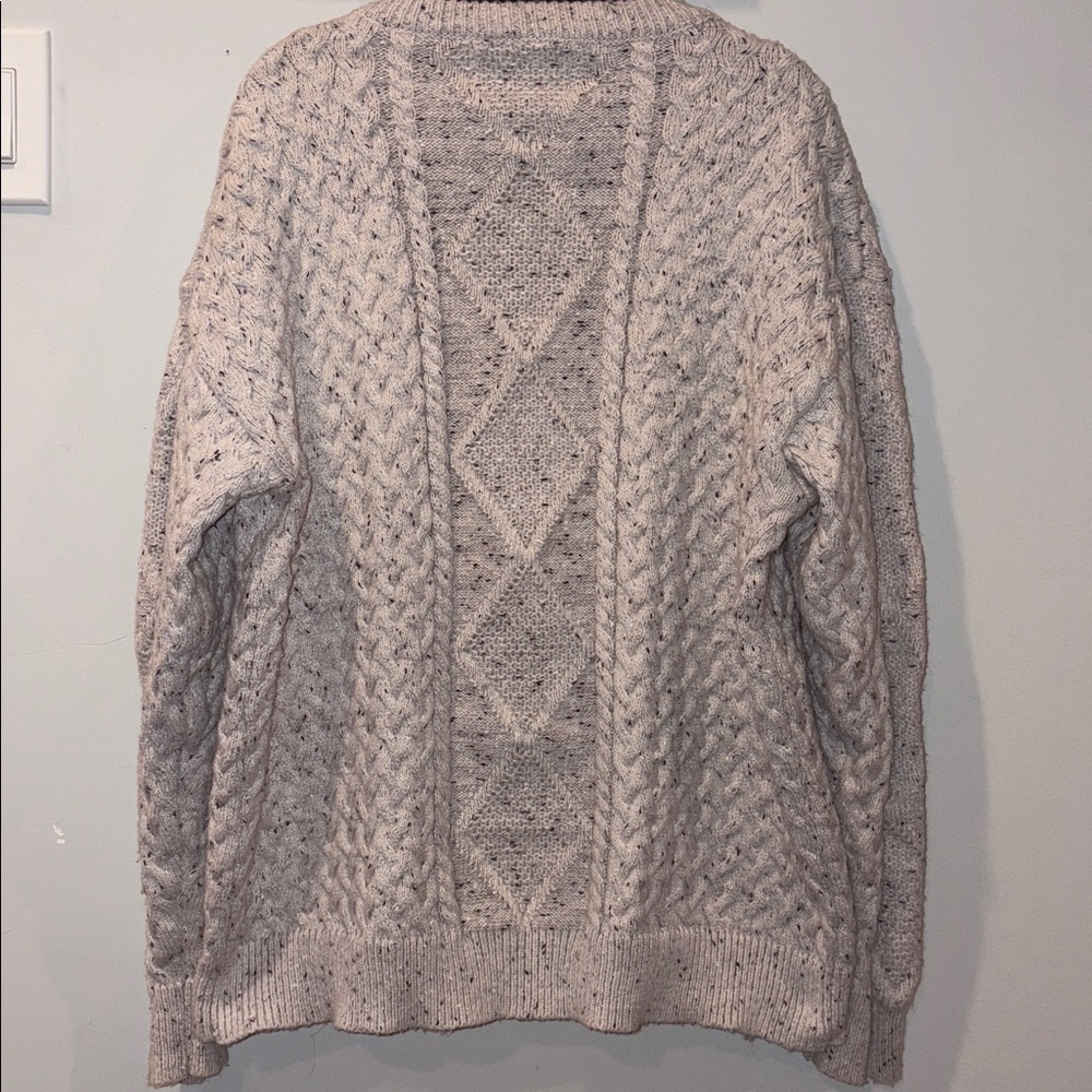 Aelfric Eden 90s Oversized Cable Knit Crewneck Sweater Beige Size S Unisex - Picture 3 of 10